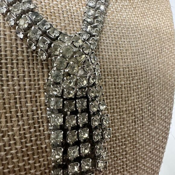Vintage 50s Dazzling Rhinestone Fringe Necklace - Picture 13 of 13